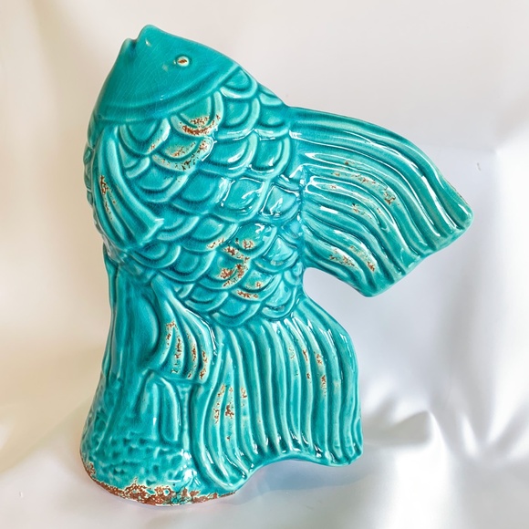 Aqua Ceramic Gold Fish Figurine coastal décor - Picture 3 of 4